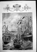 Old Czars Visit To Paris Czarina Cherbourgh Polar Star 1896 Boat Flag Victorian