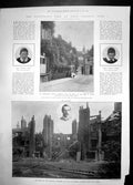 Antique Old Print Disastrous Fire Eton College Lawson Hornf Victim 1903 House