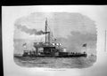 Antique Old Print New Turret Ship Glatton Harbour Defence 1871 Boat Sea Flag