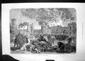 Antique Old Print Fire At Warwick Castle 1871 Posessions Men Burning Building