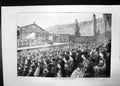 Antique Old Print Audience Passion Play Ober Ammergau 1871 Jesus Cross Crowd