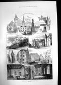 Old Print Places Associated With Scotts Life And Works Church Tower 1871 19th