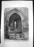 Old Antique Print Grave Scott Cryburgh Abbey 1871 Gates Building S Read 19th