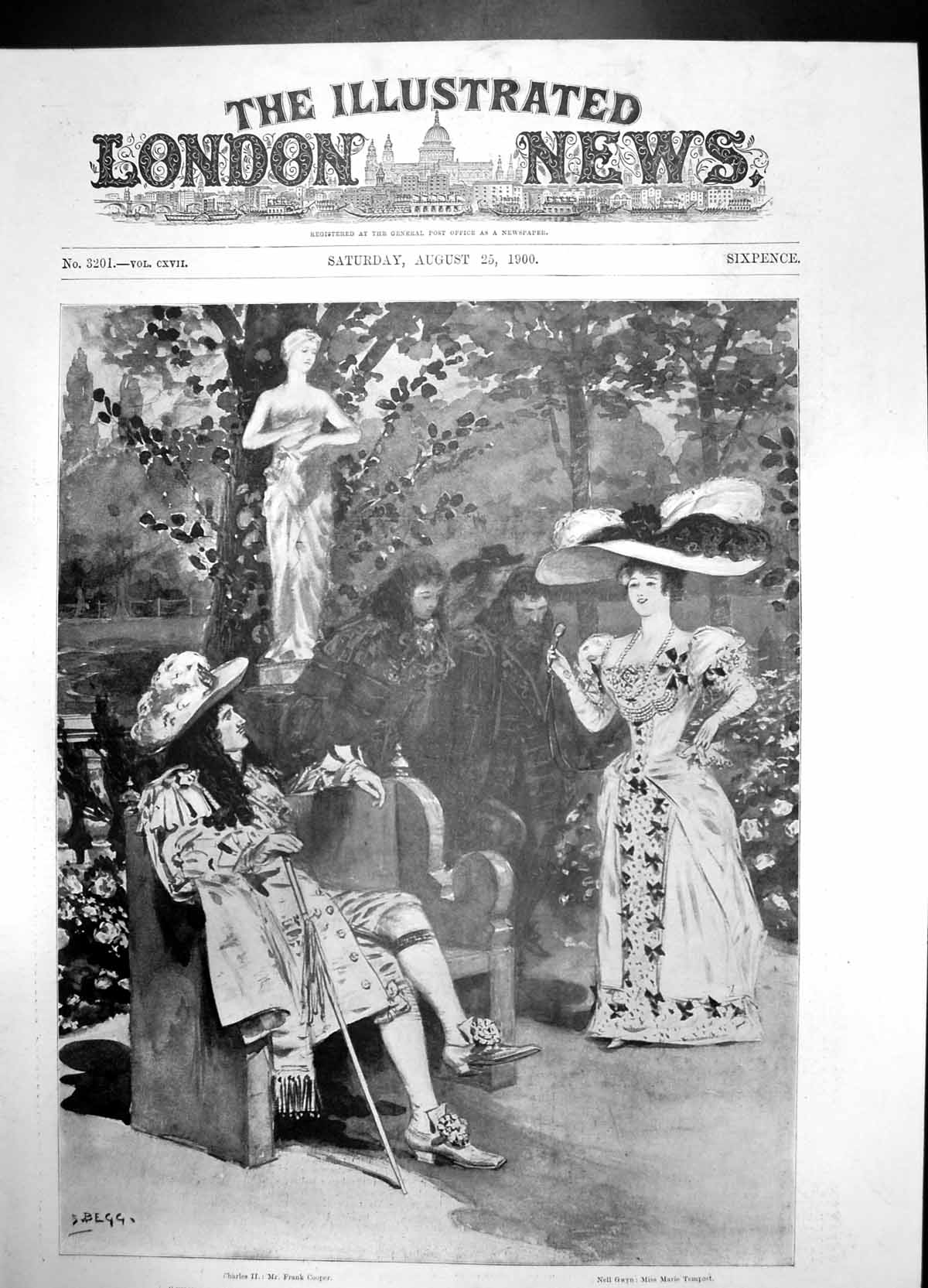 Antique Old Print English Nell Prince Wales Theatre Scene St James Park 1900