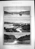 Antique Old Print Sketches In Newfoundland 1890 Petrie Point River Montbard
