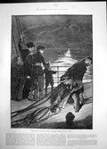 Antique Old Print Departure Colonial Visitors Last Glimpse England 1886 Boat
