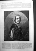 Antique Old Print Dr Isaac Watts Author Poet National Portrait Gallery 1871