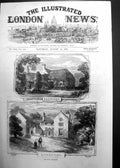 Original Old Antique Print Scott Centenary Lasswade Ashestiel Houses 1871 19th