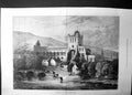 Original Old Antique Print Scott Centenary Jedburgh Abbey View From River 1871