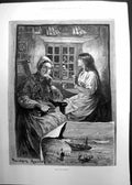 Antique Old Print Night And Morning Davidson Knowles Ladies Fishermen 1893 19th