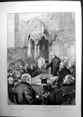 Old Antique Print Unveiling Lowell Memorial Window Westminster Abbey 1893 19th