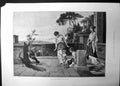 Original Old Antique Print Age Innocence L Crosio Ladies Children Peacocks 1893
