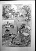 Original Old Antique Print Model Village Patricksbourne Canterbury Cadral 1893