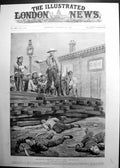Original Old Antique Print Russians At Newchwang Boxers With Swords Slain 1900