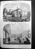 Original Old Antique Print Alton Towers Earl Shrewsbury Foundling Hospital 1860