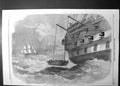 Original Old Antique Print New System Lowering Detaching Ships Boats 1860 19th