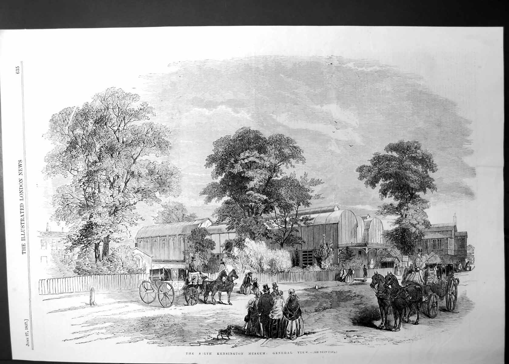 Original Old Antique Print South Kensington Museum General View 1857 Victorian