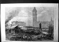 Original Old Antique Print Metropolitan District Railway Works Westminster 1867