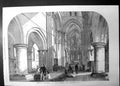 Original Old Antique Print Interior Church St Cross Winchester Restored 1865