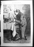 Original Old Antique Print Bachelors Christmas Dinner By J P Lucas 1865 19th