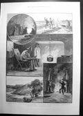 Antique Old Print Ride Across America Aj Vogan Tapping Playing Bingeroo 1890
