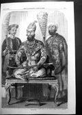 Original Old Antique Print Eldest Son King Delhi His Treasurer & Physician 1857