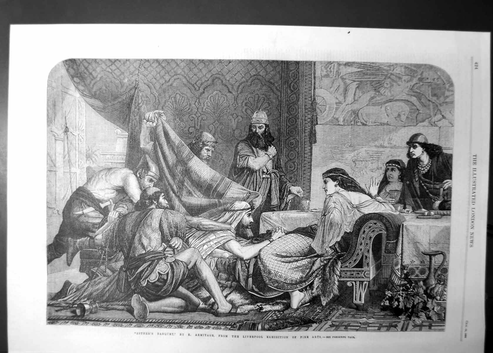 Old Antique Print Esrs Banquet E Armitage Liverpool Exhibition Arts 1865 19th