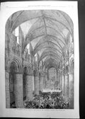 Original Old Antique Print Glouchester Music Festival Nave Cadral 1865 19th
