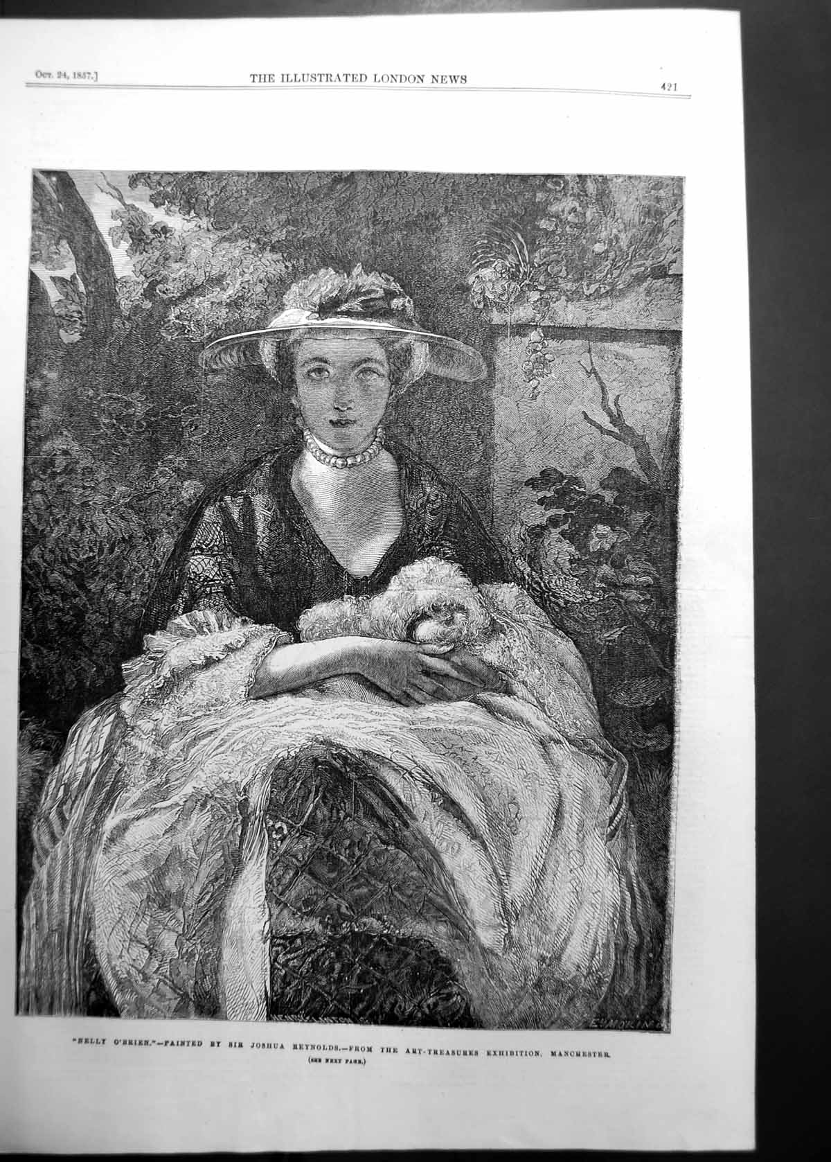 Original Old Antique Print Nelly Obrien Sir Joshua Reyns Art Treasurers Ex 1857