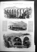Antique Old Print Inverness Perth Railway Calvine Divie Tilt Viaducts 1863 19th