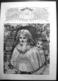 Original Old Antique Print A Happy Christmas To You By Lucien Davis 1891 19th