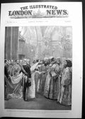Original Old Antique Print Imperial Wedding St Petersburg Bride Holy Water 1894