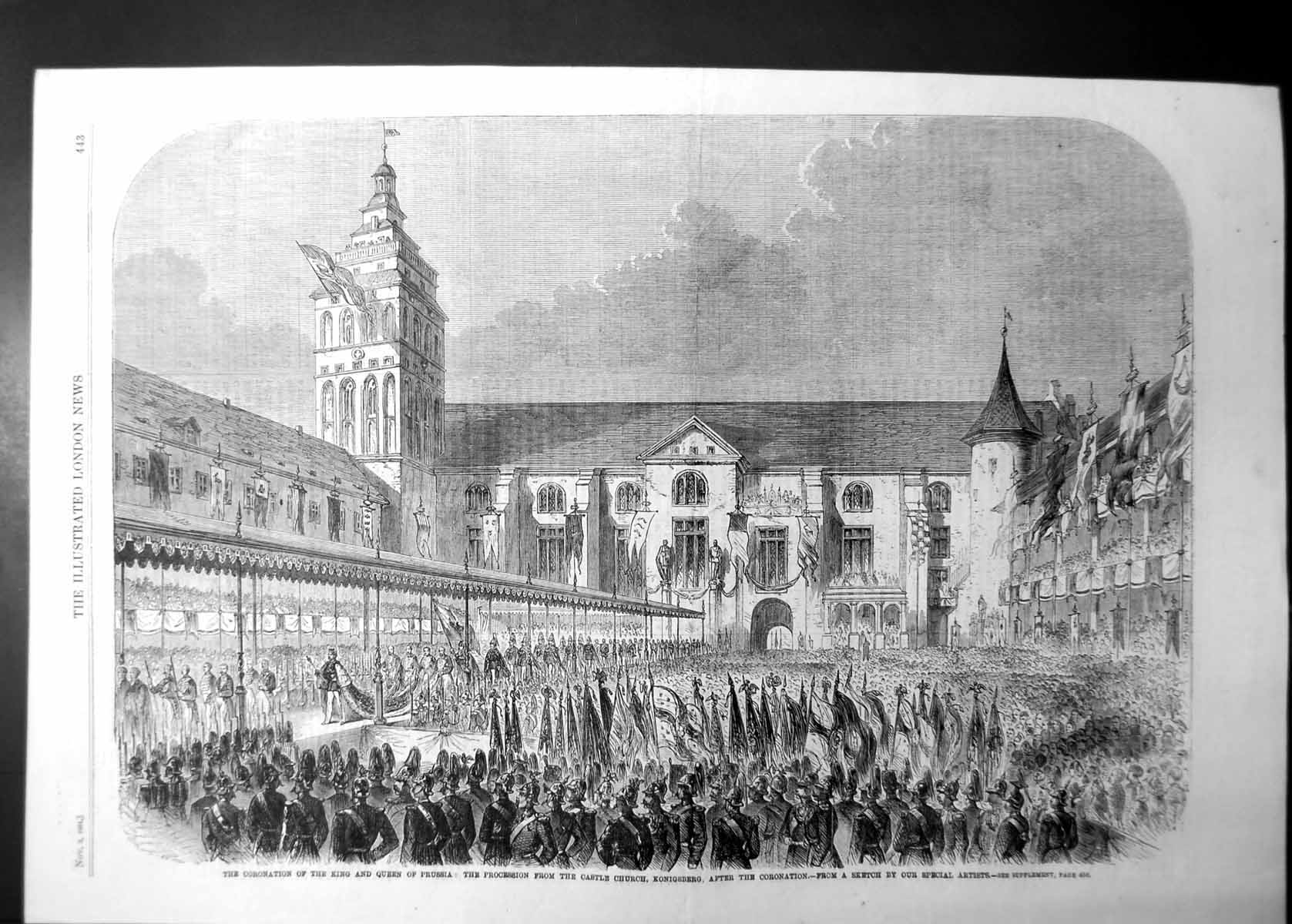 Old Antique Print Coronation King & Queen Prussia Church Konigsberg1861 19th