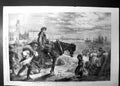 Original Old Antique Print Arrival First Herring Boat Season Yarmouth 1861 19th