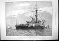 Antique Old Print Hms Trafalgar Steel Armoured Twin Screw Turret Ship 1890 19th