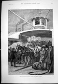 Antique Old Print America Fulton Ferry Boy Polishing Gents Shoes Horses 1890