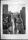 Antique Old Print Sketches Military Life Arrival New Subaltern Onlookers 1890