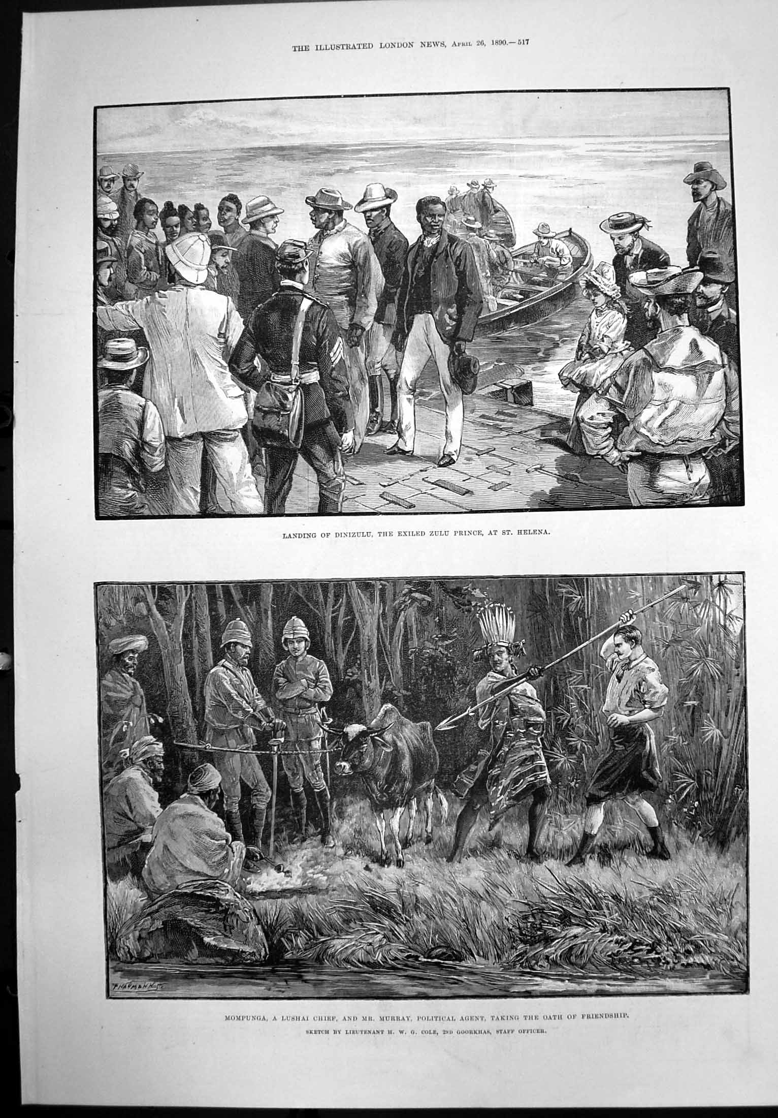 Old Mompunga Lashai Chief Landing Dinizulu Zulu Prince St Helena1890 Victorian
