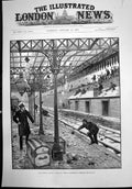 Antique Print Railway Strike Scotland Mob Motherwell Wrecking Station 1891 19th