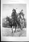 Antique Print Rising North American Indians Braves Leaving Reservation 1891