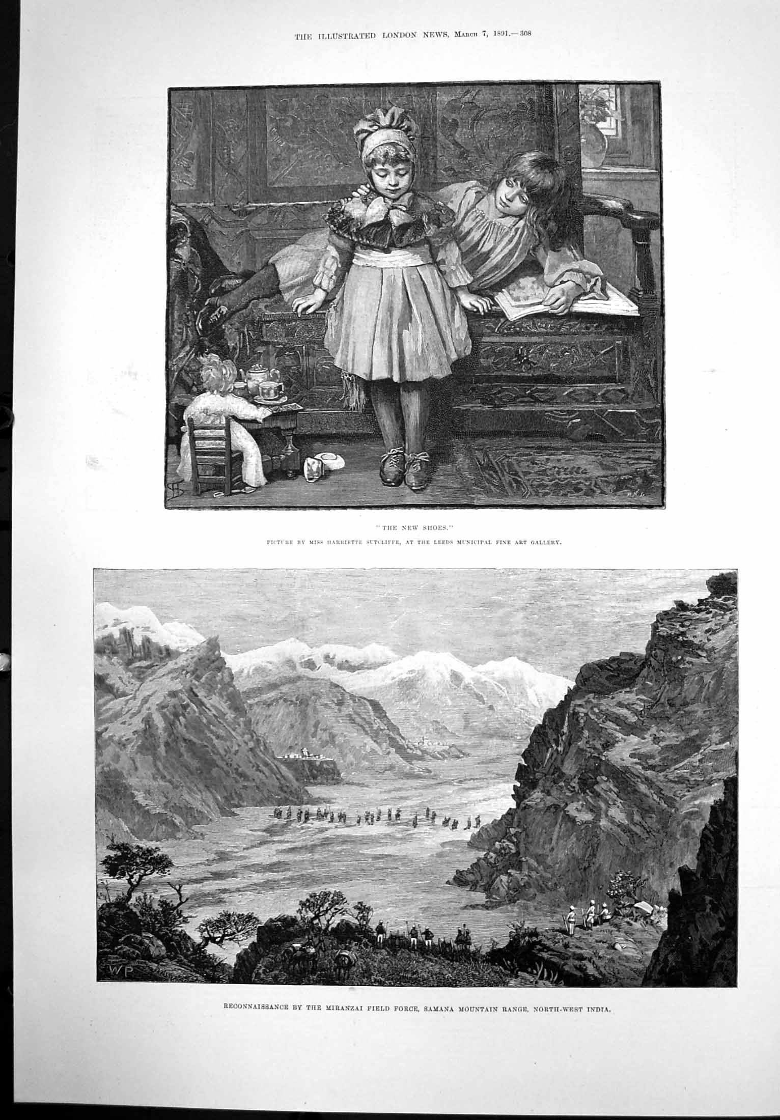 Old Print New Shoes Miranzai Field Force Samana Mountains N W India 1891 19th
