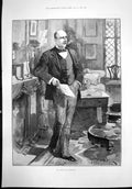 Antique Old Print Pinero Dramatist T Walter Wilson Smoking Reading Lines 1891