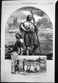 Original Old Antique Print Boatmen Bosphorus Sweet Waters Native Men Oars 1857