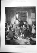 Old Antique Print Barring Out Day Schoolchildren Barring Master Door 1898 19th