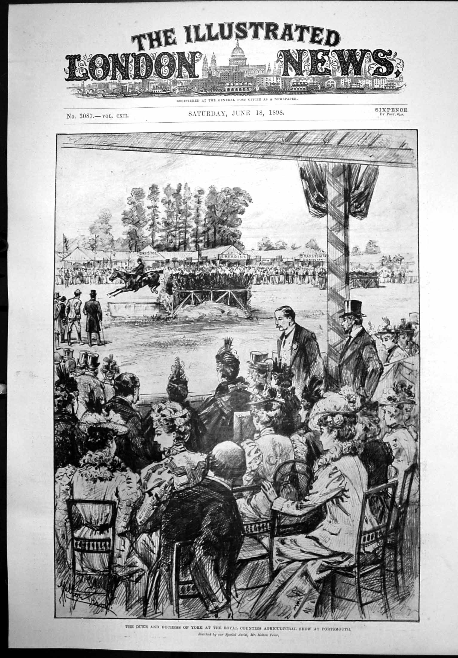 Antique Old Print Duke Duchess Wales Royal Agricultural Show Portsmouth 1898