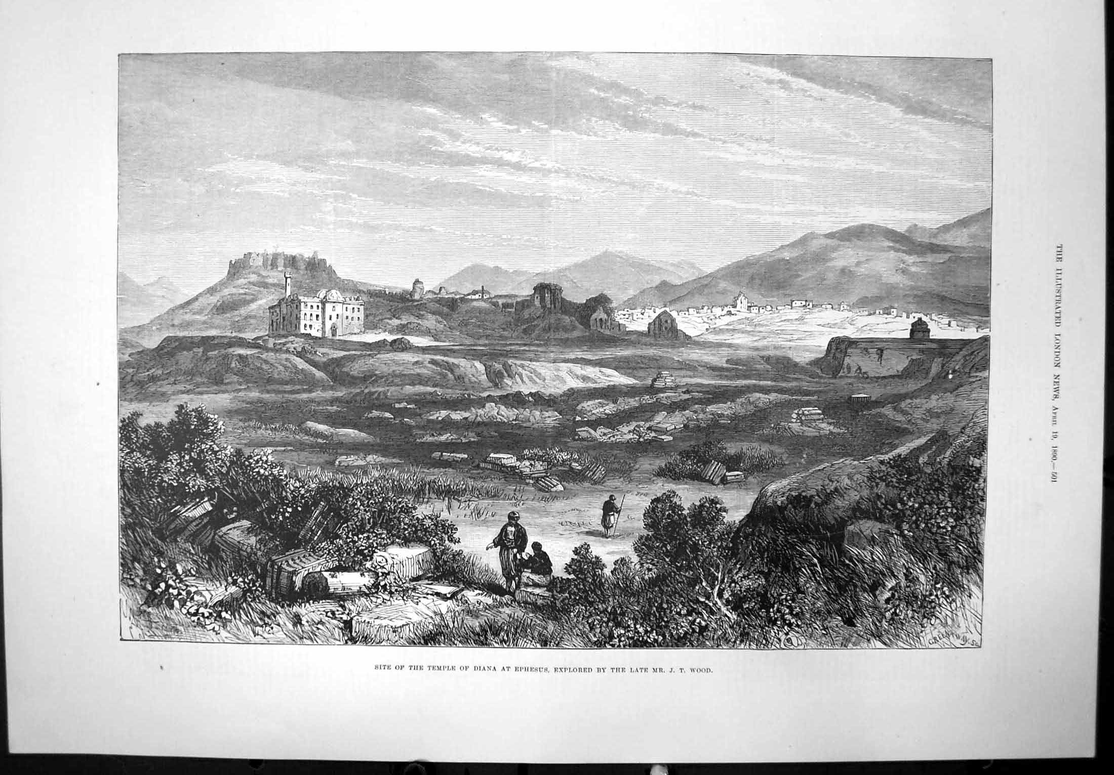 Antique Old Print Site Temple Diana Ephesus Explored By Late Mr Jt Wood 1890