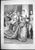 Old Antique Print Queens Drawingroom Everard Hopkins Ladies Flowers 1890 19th