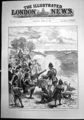 Antique Old Print Volunteers Defeat Invading Force Summerhouse Folkestone1890