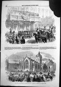Antique Old Print Reading Proclamations Peace Dublin Edinburgh 1856 Damaged
