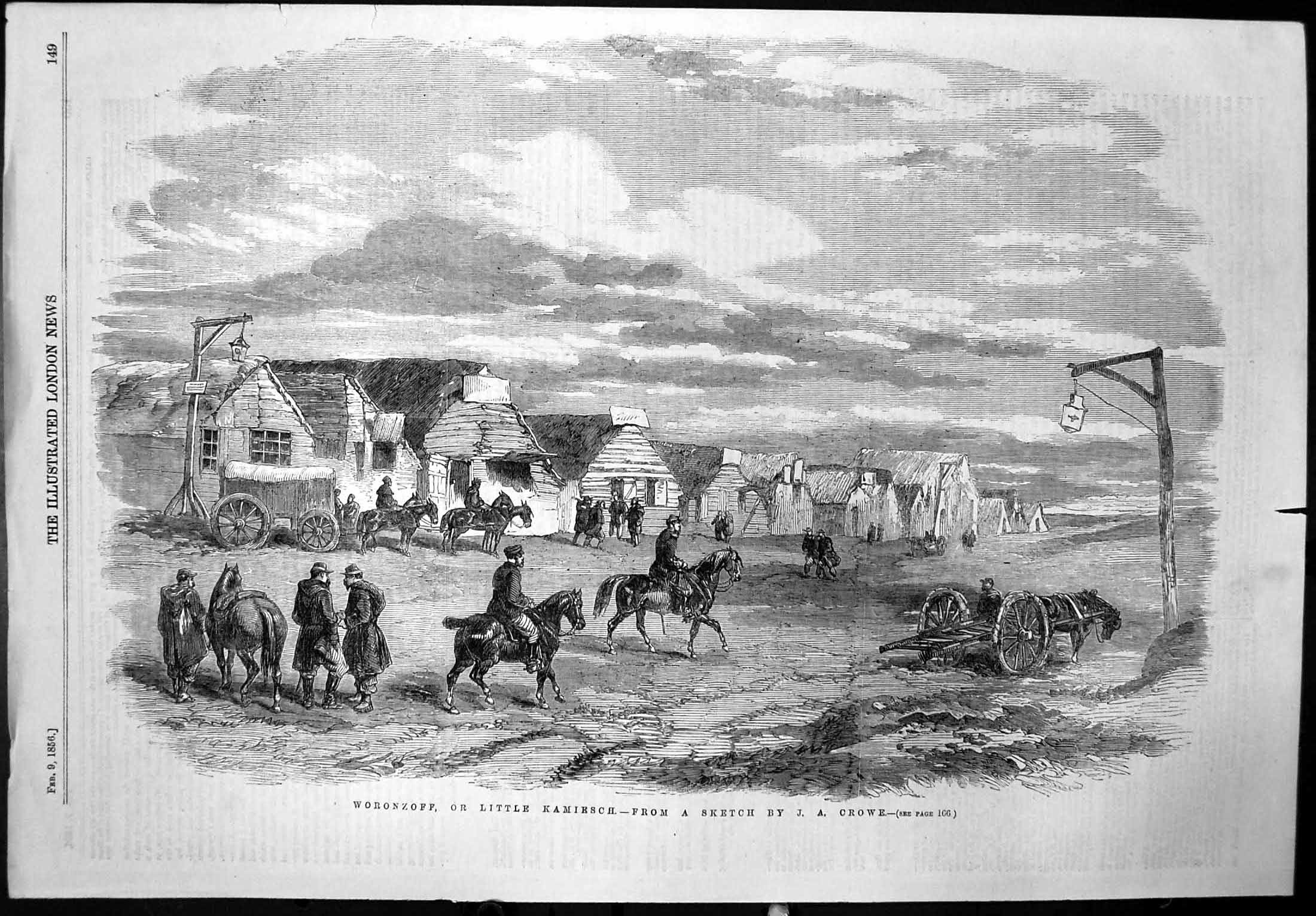Original Old Antique Print Woronzoff Or Little Kamiesch Sketch Ja Crowe 1856